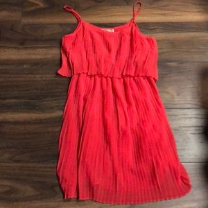 Pleated knee length pink red dress!